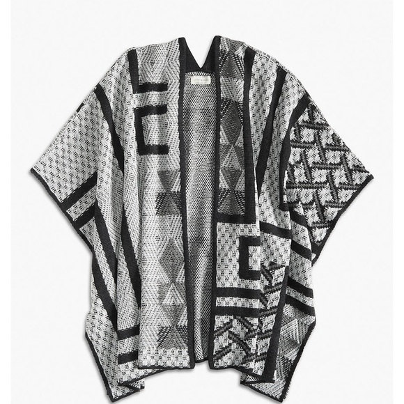 Lucky Brand Intarsia Poncho One Size New With Tags Christmas Gift Winter Cozy - Picture 2 of 4